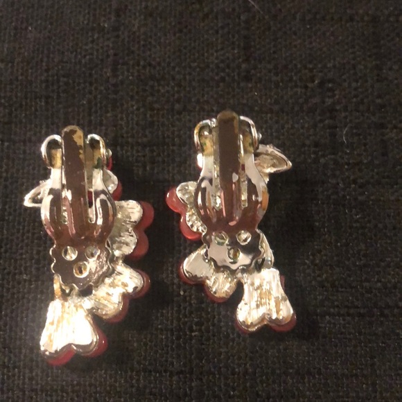 Vintage Butterfly red and rhinestone clip on - Picture 2 of 4